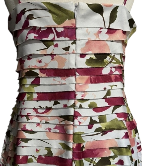 Size 16 Dressbarn Summer Floral Red Spaghetti Strap Multi Tiered Ruffled Dress - Picture 6 of 13